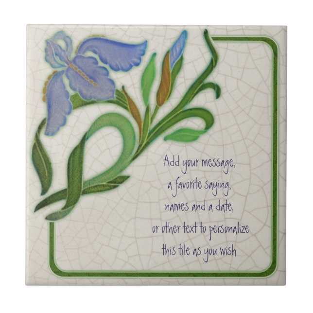 Antiquado Azulejo Nouveau Iris Repro para Personal (Frente)
