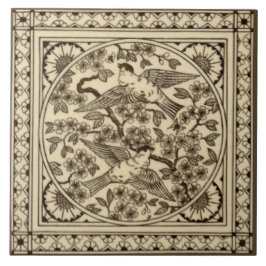 Antiquado Estético - Azulejo De Aves Japonês