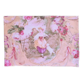 Antiquado Estilo Vitoriano de Rococo Toile Rosa Fl