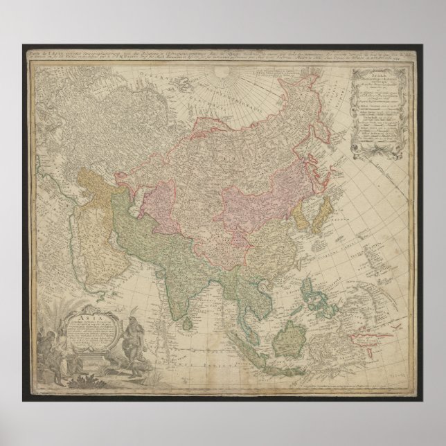 Antique Asia Map 1744, Russia Poster (Frente)
