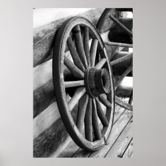 Antique Wheel- Black and White Poster