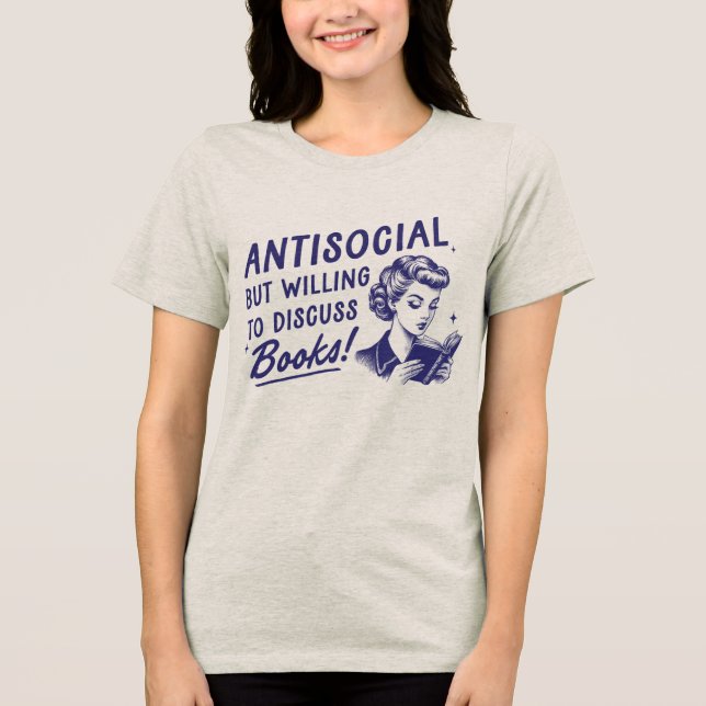 Antisocial, mas disposto a discutir camiseta de li (Frente)