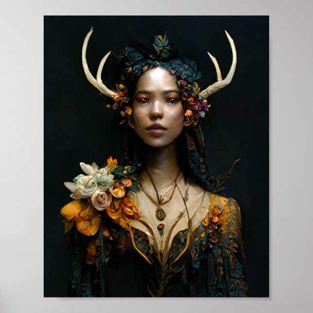 Antler Fae 2 Fairy Fantasy Art Poster (Frente)
