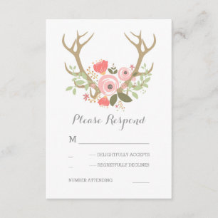 Antlers florais Boho que Wedding RSVP