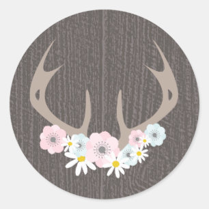 Antlers florais + Etiqueta da madeira do celeiro