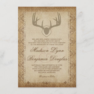 Antlers rústicos dos cervos que caçam convites d