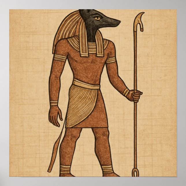 Anubis Ancient Papyrus Egípcio Poster (Frente)