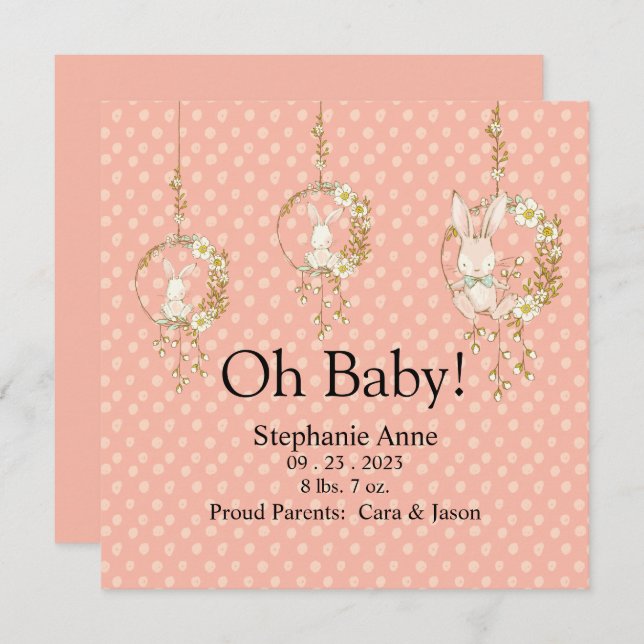 Anunciamento de Baby Stats de Animais da Floresta  (Frente/Verso)