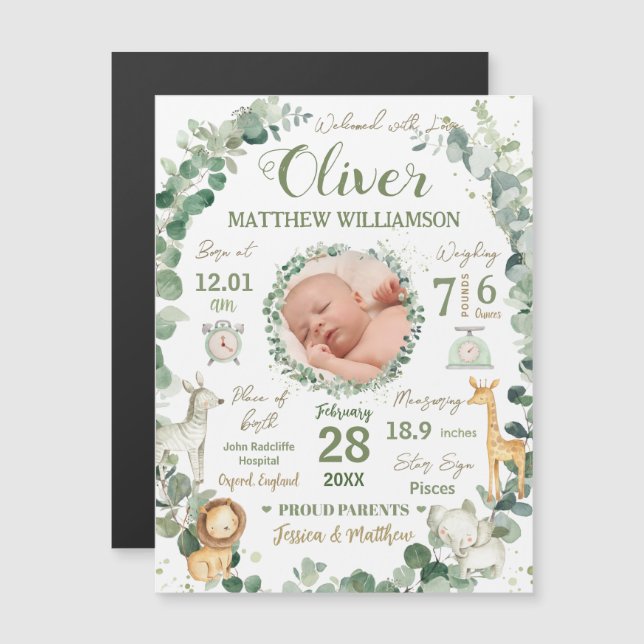 Anunciamento Fotográfico de Estatísticas de Nascim (Frente/Verso)