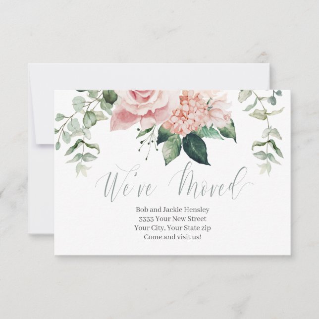 Anunciamos Script Floral Verde Cor-de-Rosa (Frente)