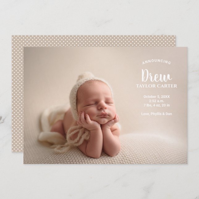 Anunciando Nosso Anúncio De Nascimento Da Foto Do  (Frente/Verso)