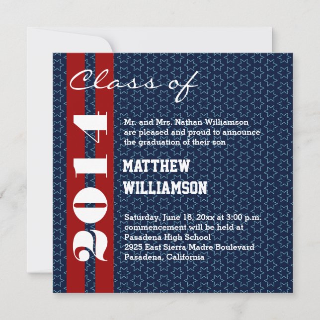 Anúncio 2014 ou Qualquer Ano de Graduação de Azul Branco V (Frente)