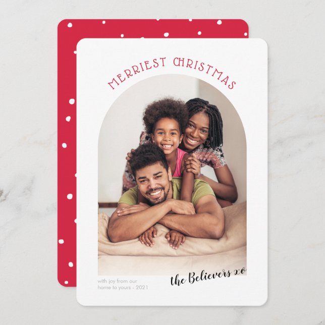 Anúncio 2023 FAMÍLIA FOTO MELHOR Arco de Natal Vermelho (Frente/Verso)