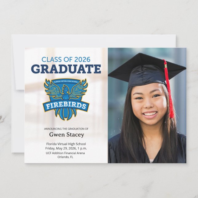 Anúncio 2026 FVHS Graduation Announcement w/ Photo (Light) (Frente)