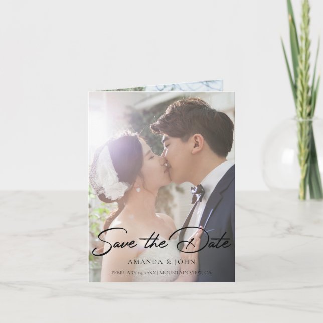 Anúncio 2 Photo Save The Date Wedding Invitation (Frente)