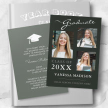 3 photo Modern Script Sage Green Graduation