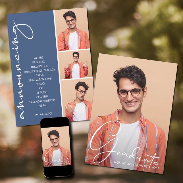 Anúncio 4 Azul de Graduação de Colagem de Fotos (Criador carregado)