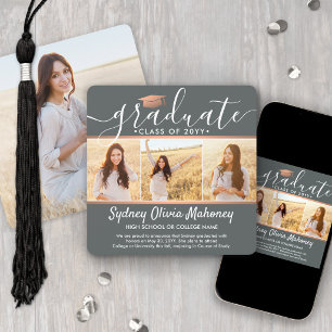 Anúncio 4 Cinzas de Colagem de Graduação de Fotos e Cobre 