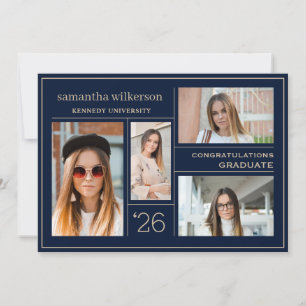 Anúncio 4 Formando de Gráficos Azul e Dourado Colagem de F