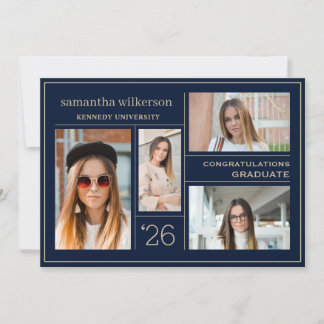 Anúncio 4 Formando de Gráficos Azul e Dourado Colagem de F