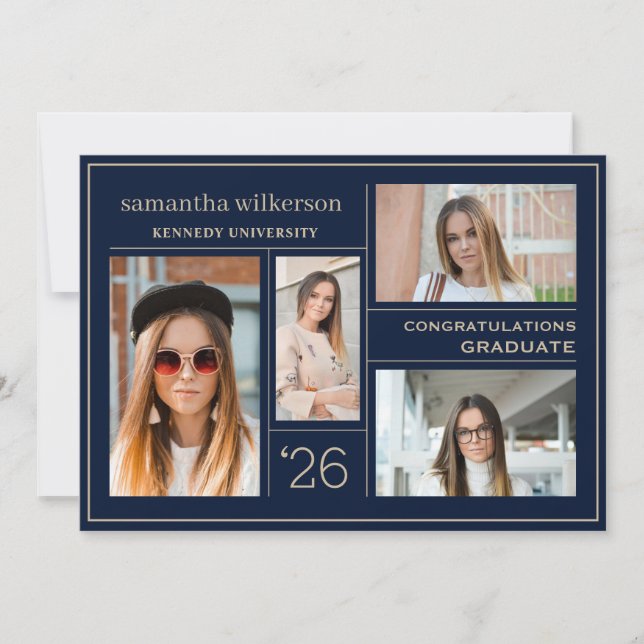 Anúncio 4 Formando de Gráficos Azul e Dourado Colagem de F (Frente)