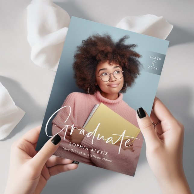 Anúncio 4 Foto White Overlay Elegant Script Graduação Eleg (Criador carregado)