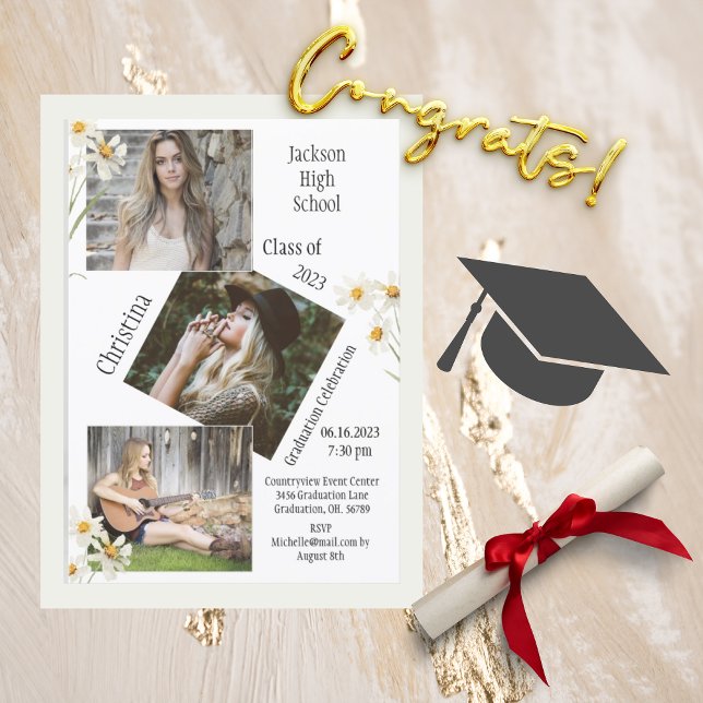 Anúncio 4 Graduação Personalizada de Colagem de Fotos em B (Criador carregado)