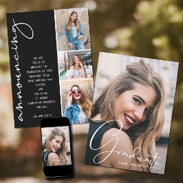 Anúncio 4 Script Preto e Branco de Colagem de Graduação de