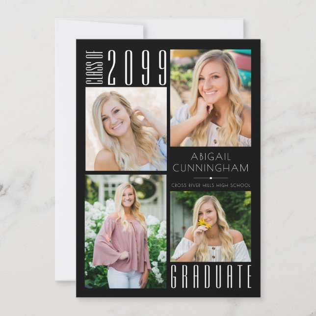 Anúncio 5 Foto Preta para Graduação Moderna (Frente)