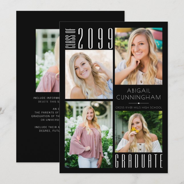 Anúncio 5 Foto Preta para Graduação Moderna (Frente/Verso)