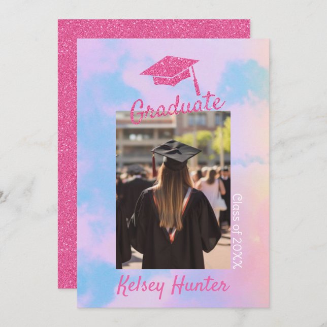 Anúncio A Era Da Graduação De Nuvens De Pastel Tem Uma Lit (Frente/Verso)