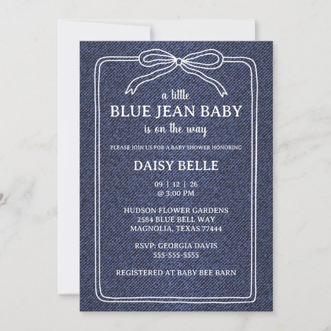 Anúncio A Little Blue Jean Baby Denim Boy Baby Shower  (Frente)