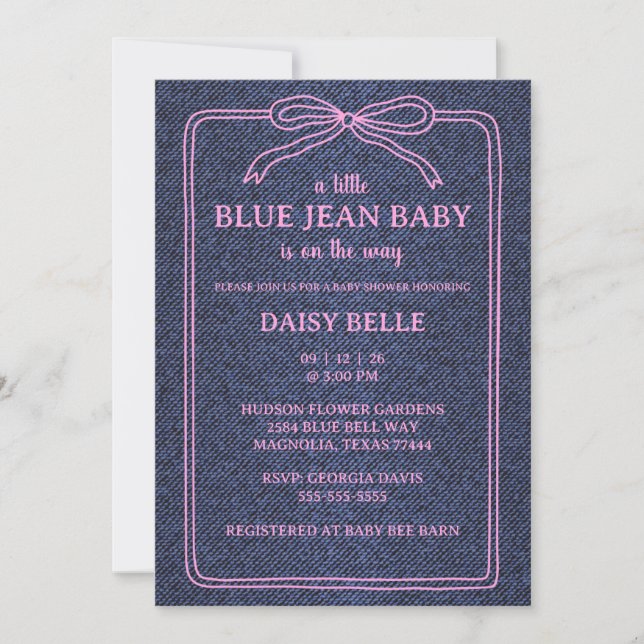Anúncio A Little Blue Jean Baby Denim Girl Baby Shower  (Frente)