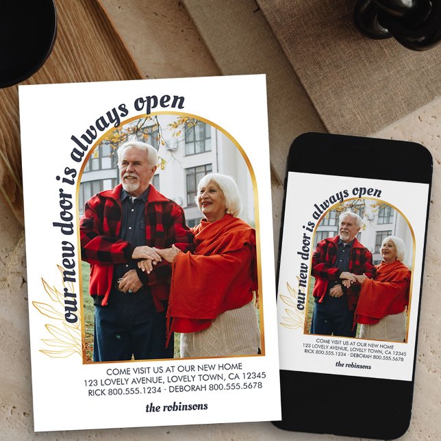 Anúncio A porta é sempre uma Cinza de Fotografias de Arch  (Arch photo new address moving announcement card available printed or as printable digital download)