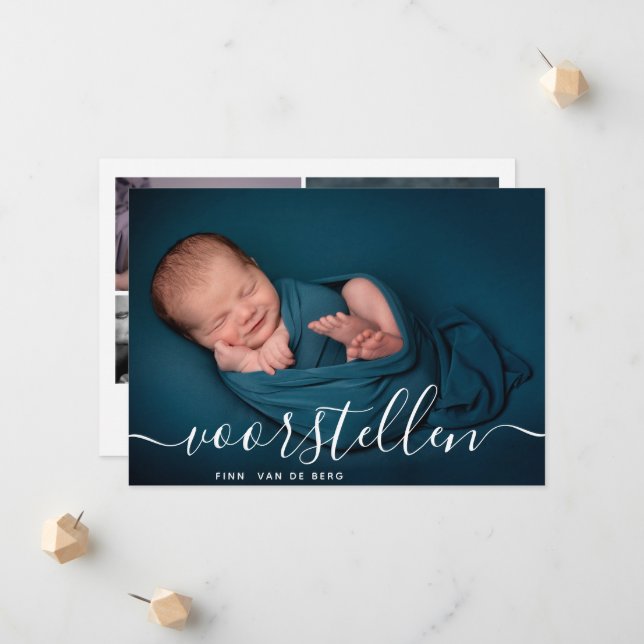 Anúncio Aangepaste Fotocolage Script Voorstellen Geboorte (Frente/Verso In Situ)