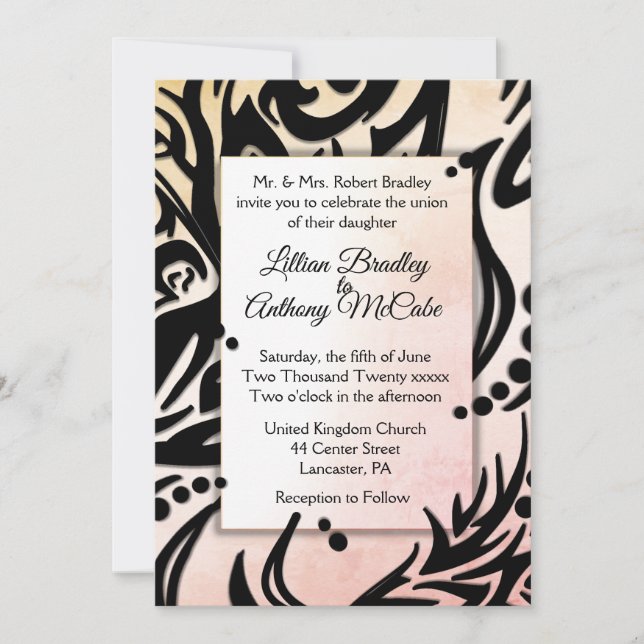 Anúncio Abstract Tribal Wedding Invitation (Frente)