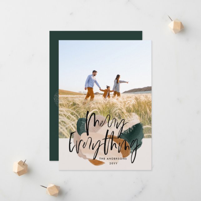 Anúncio Abstrato verde moderno 1 foto Natal feriado (Frente/Verso In Situ)