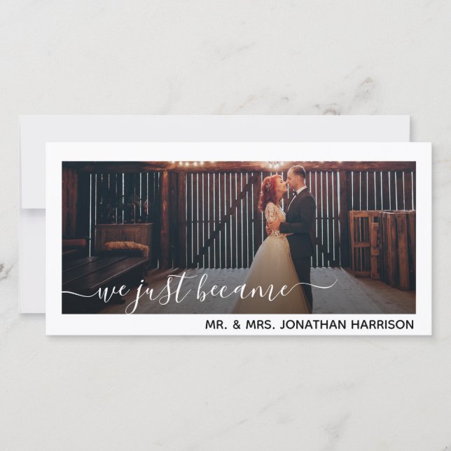 Anúncio Acabamos de nos Tornar Sr. e Sra. Foto Recém-Casad (Frente)