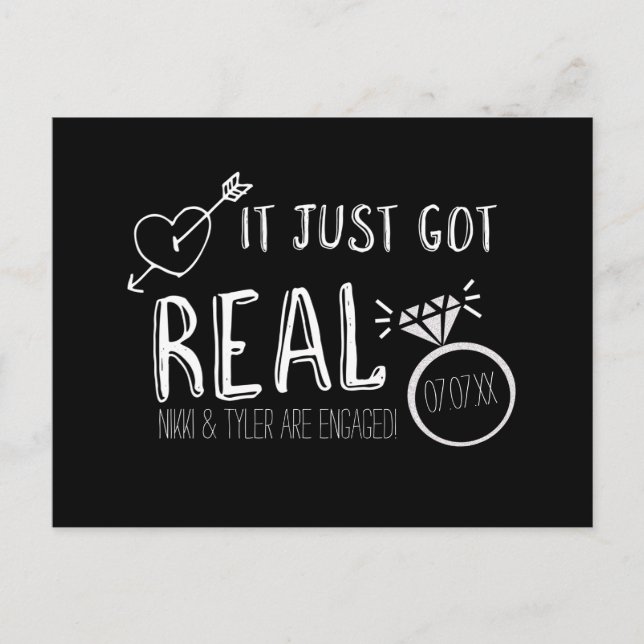 Anúncio ACABOU DE FICAR REAL Salve a Data do Cartão Postal (Frente)