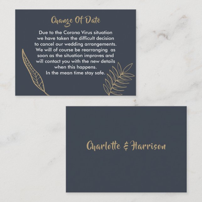 Anúncio Adiado de Alteração de Data de Casamento (Frente/Verso)