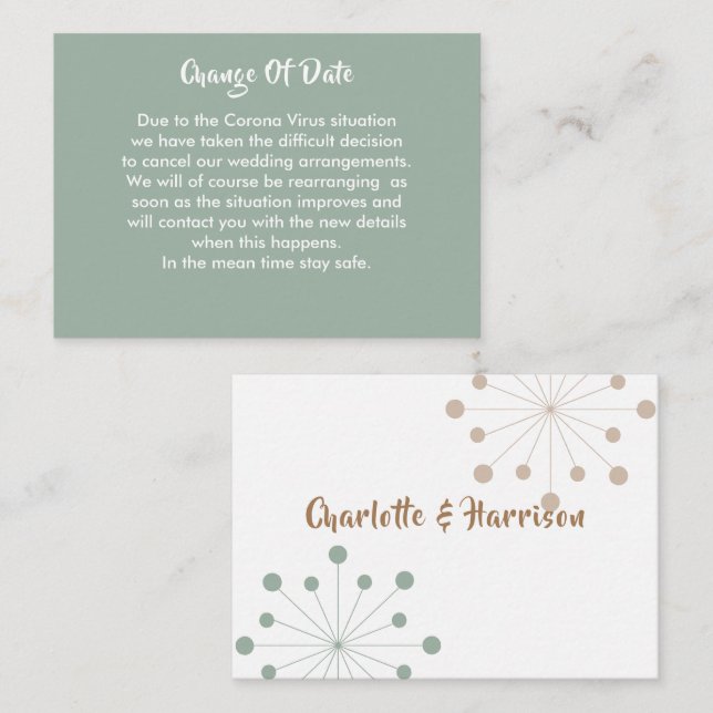 Anúncio Adiado de Alteração de Data de Casamento (Frente/Verso)