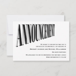 Anúncio adiado de casamento simples