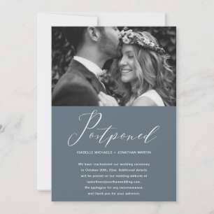 Anúncio Adiamento de Casamento Azul Dusty Foto de Nova Dat