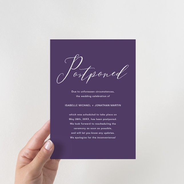 Anúncio Adiamento de Casamento de Chic Purple (Criador carregado)