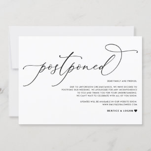 Anúncio Adiamento de Casamento em Letra Preta Caprichosa