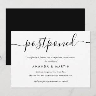 Anúncio Adiamento de Casamento Preto e Branco Moderno