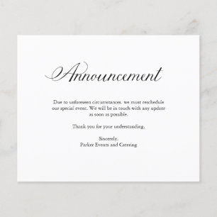 Anúncio   Adiamento de Evento Elegante ORÇAMENTA