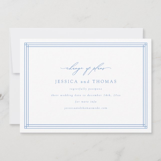 Anúncio Adiamento do Casamento Chic Window - Mudança de Da (Frente)