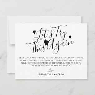 Anúncio Adiamento do Casamento Mudança de Plano Vamos Tent