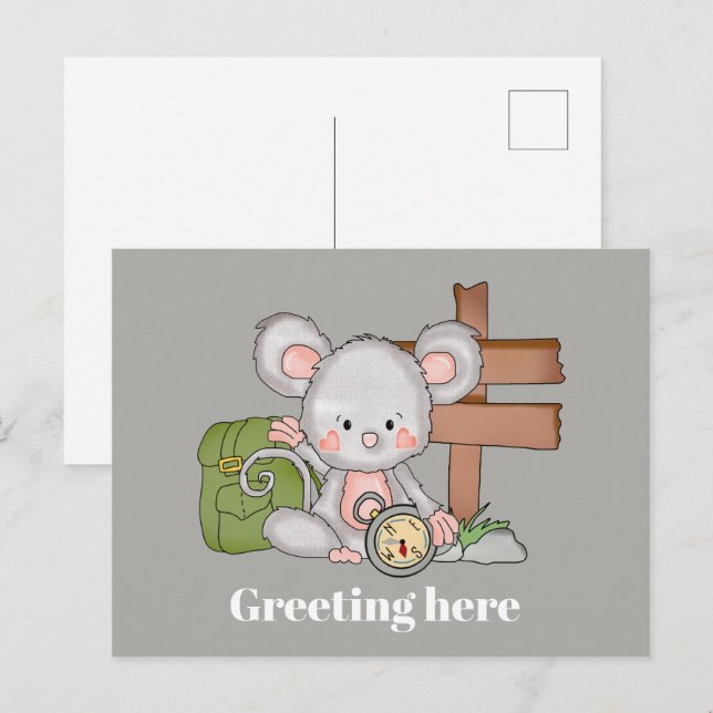 Anúncio Adicionar cartão postal de mouse de hiking com sau (Frente/Verso)